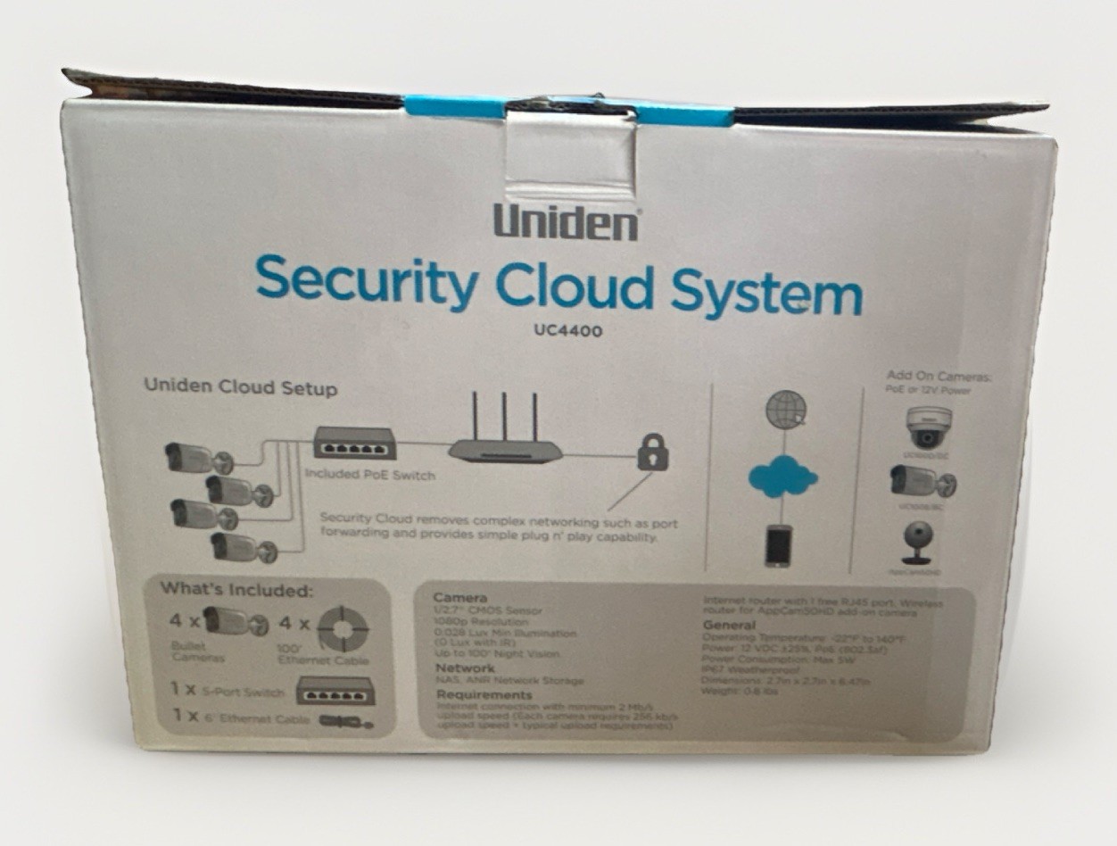 Uniden UC4400 Wired 4 Camera Indoor/Outdoor Security System 1080p – New in Box