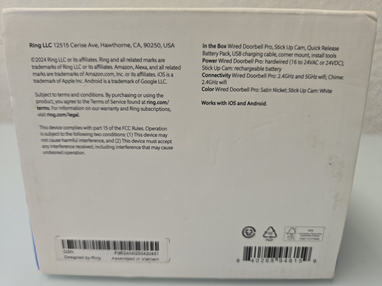 SEALED NEW Ring Advanced Security Set Wired Doorbell Pro with Stick Up Cam