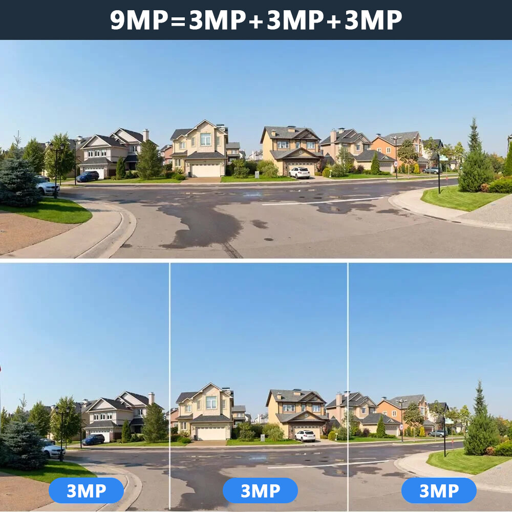9MP 3 Lens 10X HD WiFi IP Camera Wireless Outdoor CCTV PTZ Home Security IR Cam