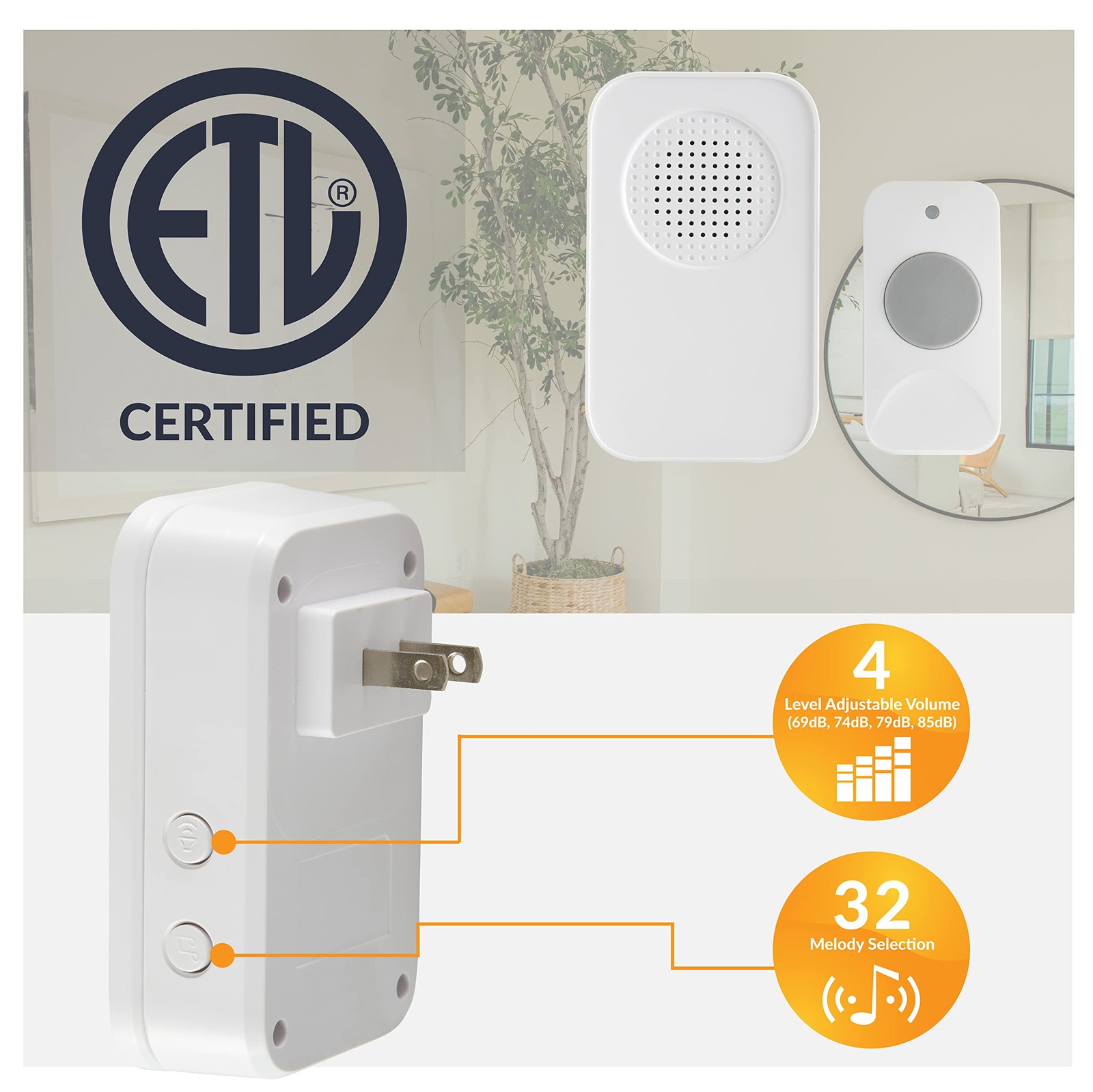 Newhouse Hardware WCMP White Plug-In Wireless Door Chime Kit |