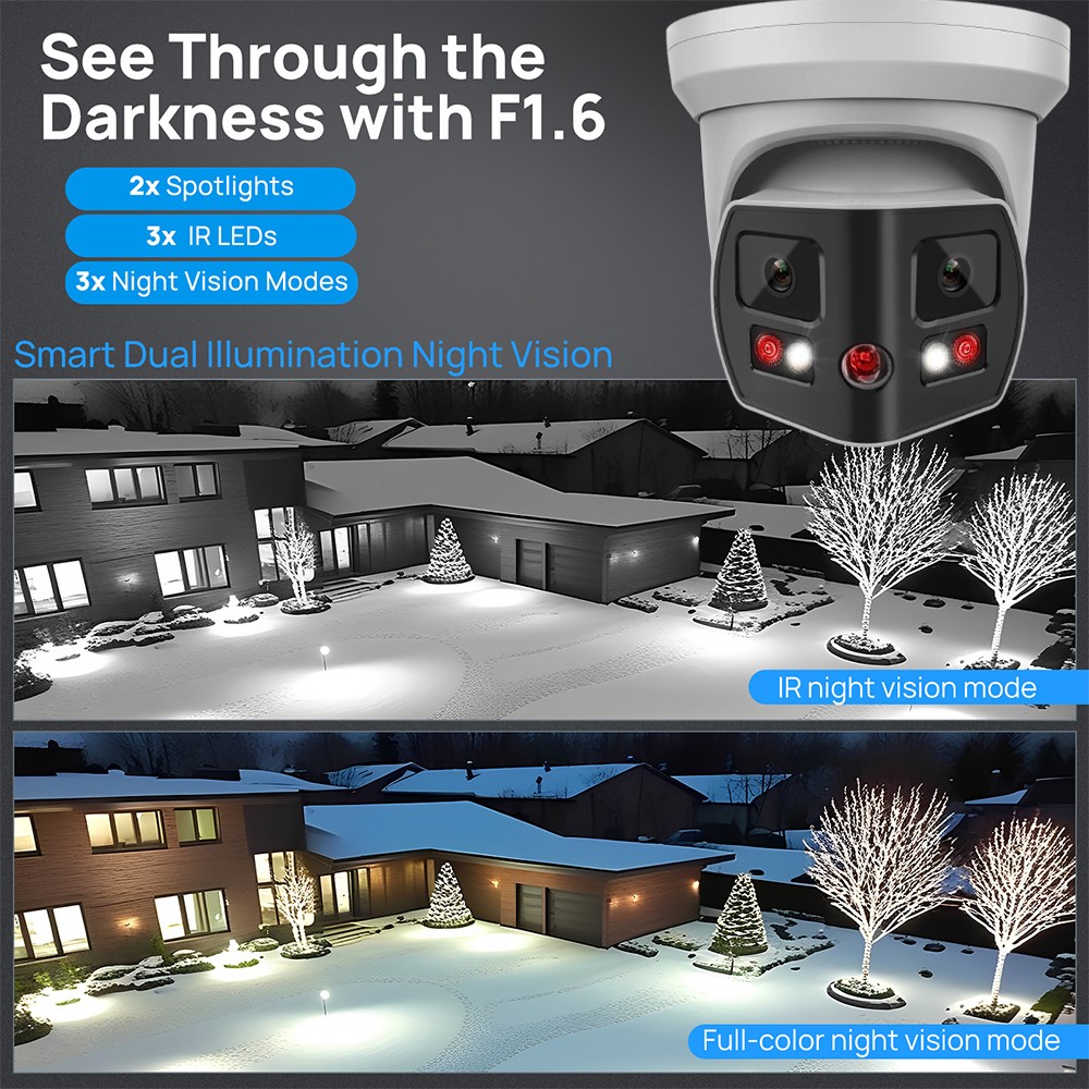 Vikylin 16POE 16CH NVR Kit Color+IR 180 degree 8MP Camera light Audio Alarm Lot