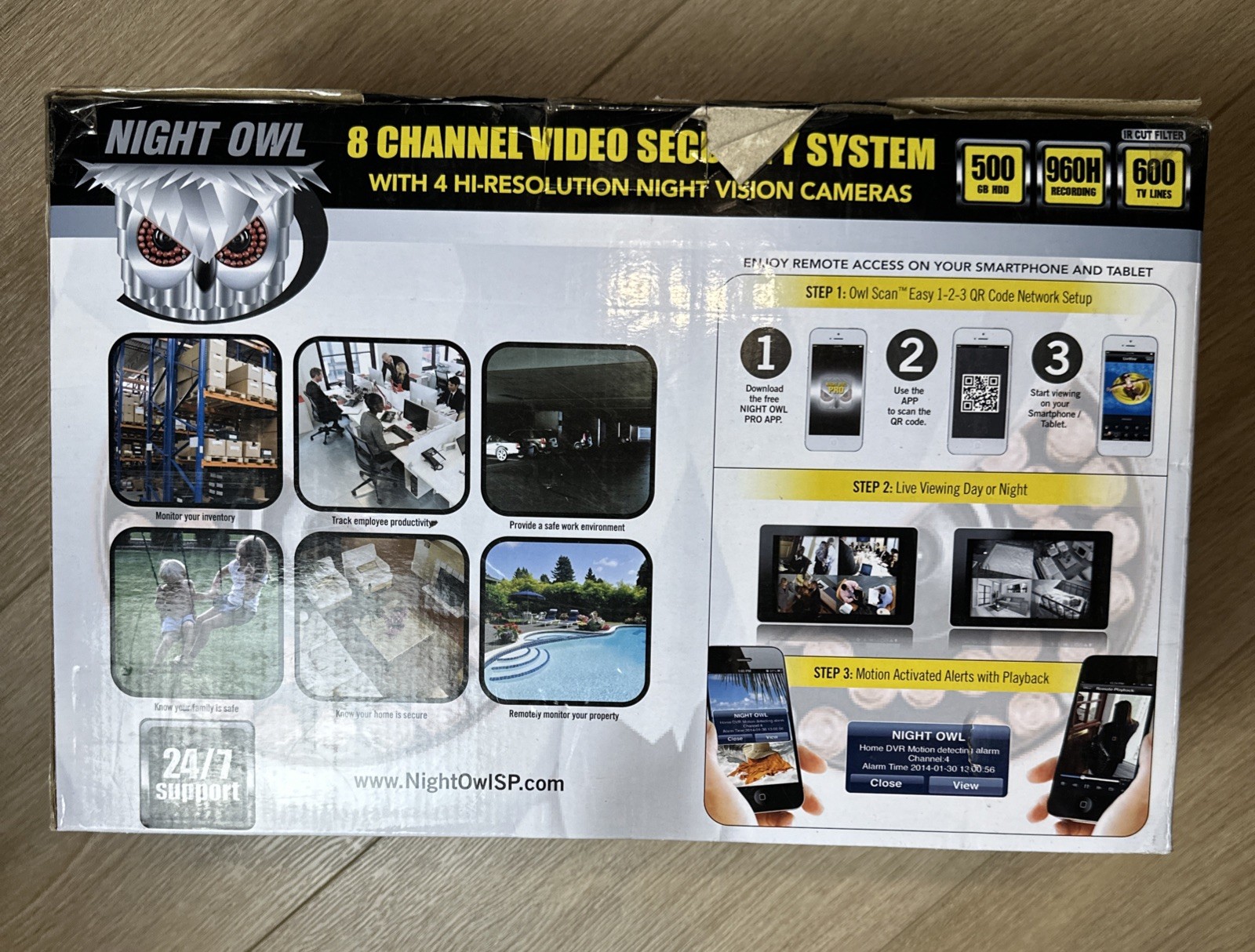Night Owl 960H Video Security 500GB DVR System 8 Channel 4 Cameras New Open Box