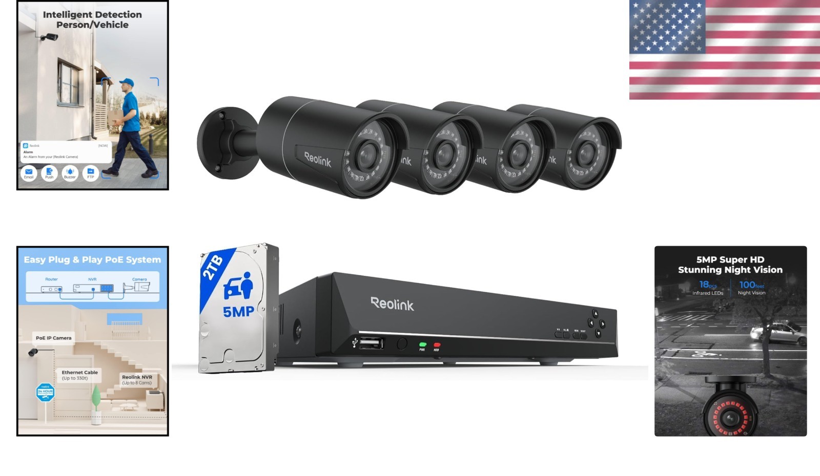 Advanced 5MP PoE Security Camera Set with Smart Person Detection & Night Vision