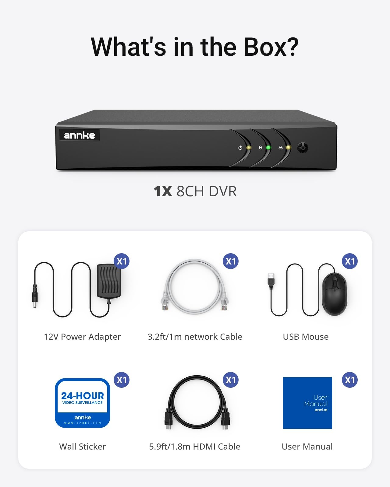 3K Lite H.265+ DVR Recorder with AI Human/Vehicle Detection, 8CH Hybrid 5-in-…