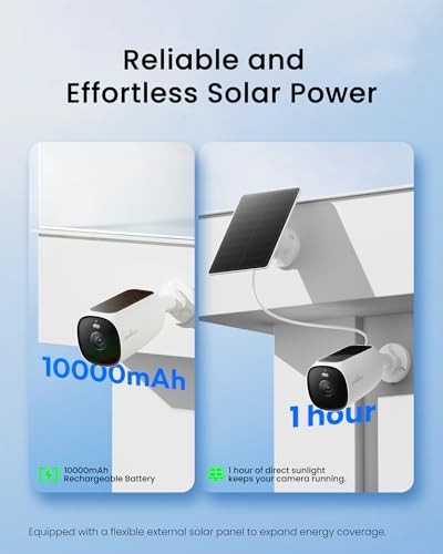 Solar Security Camera Wireless Outdoor 2.5K, 24/7 Recording, No Subscription
