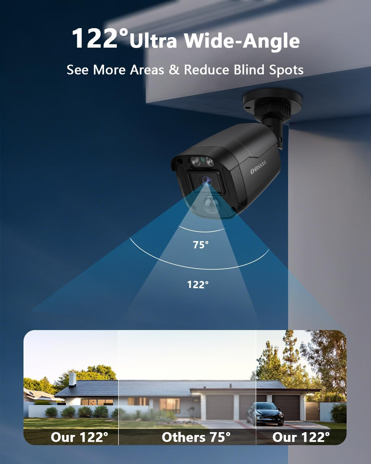 3K 5MP Wired CCTV Security Camera System with 122° Ultra Wide Angle, 4CH DVR wit