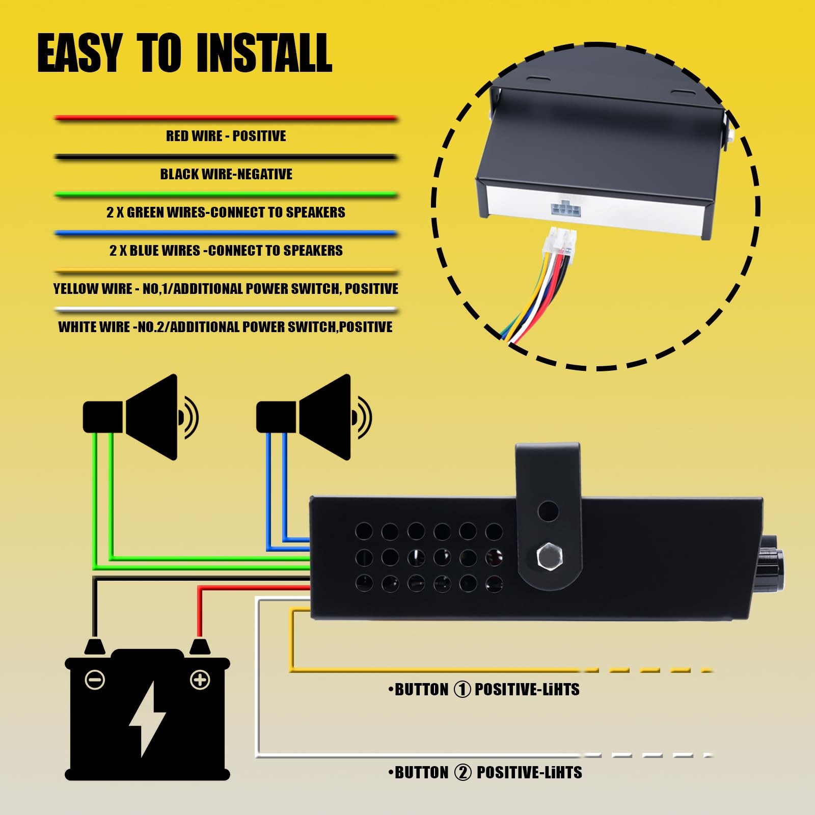 12V 400W Siren 9 Tones Warning Emergency Siren PA System with Handheld Microp…