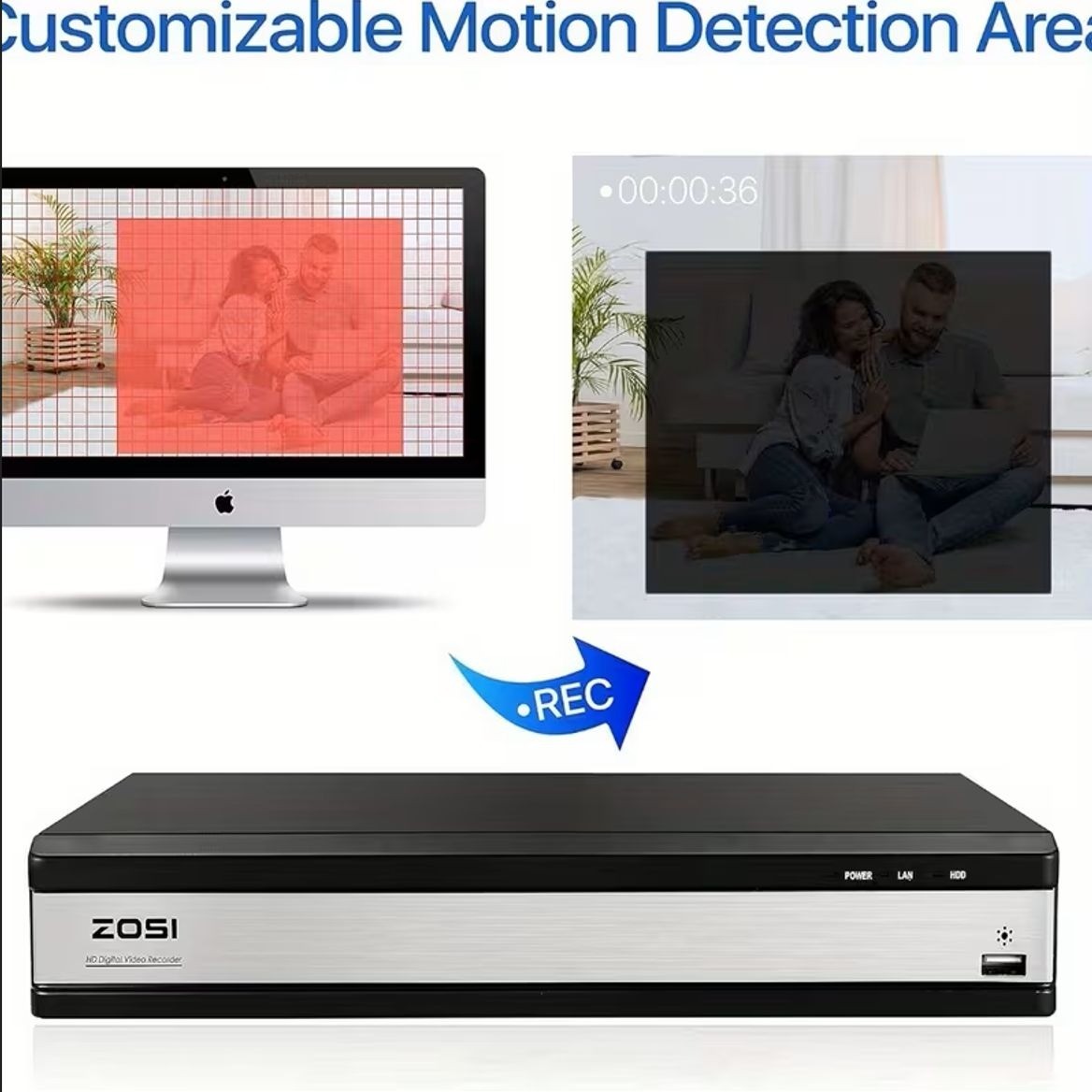 ZOSI 16CH 1080P Security Camera System DVR w/ 2TB HDD Outdoor CCTV Kit NEW
