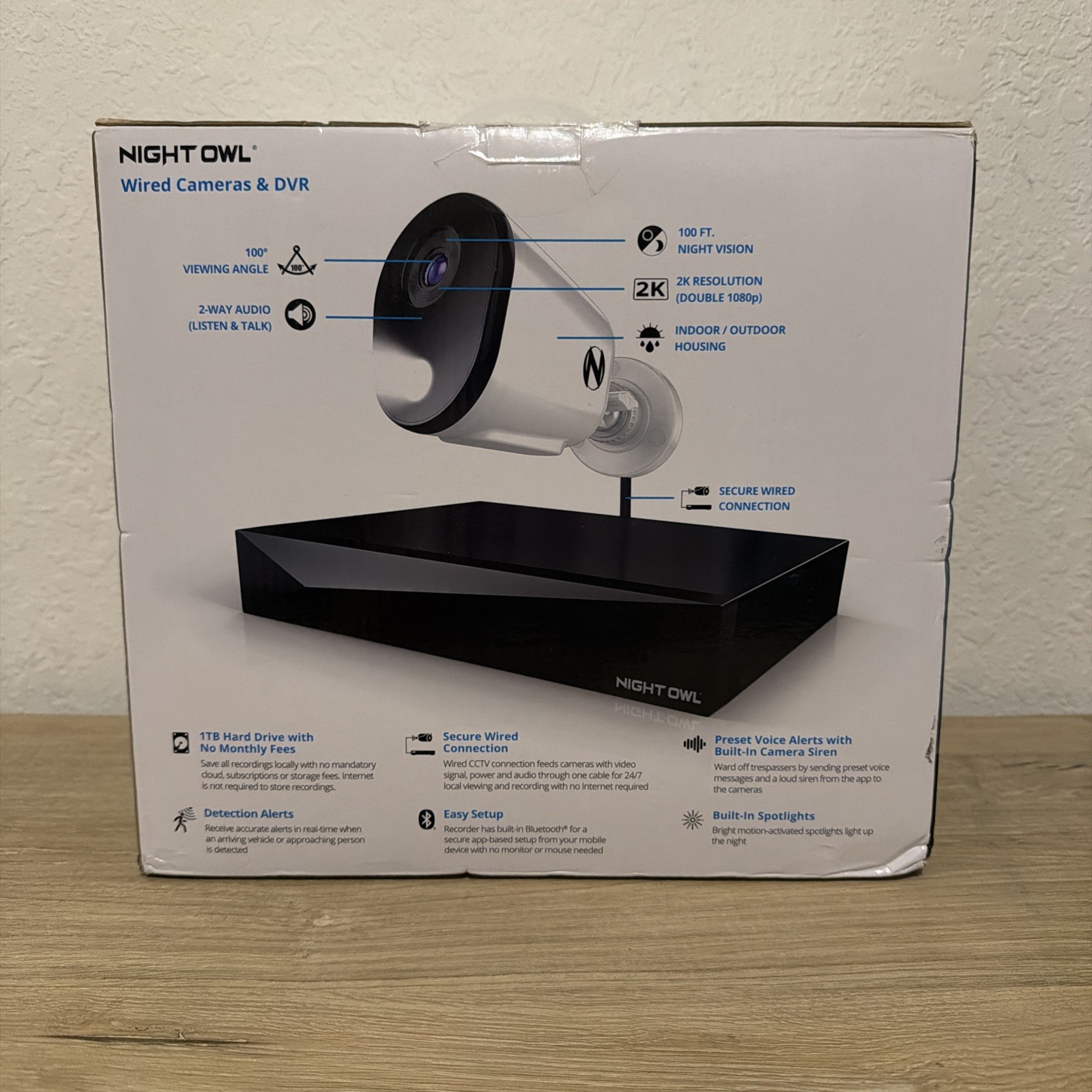 Night Owl 12 Channel 4 Camera Wired 2K 1TB DVR Security System with 2-way Audio