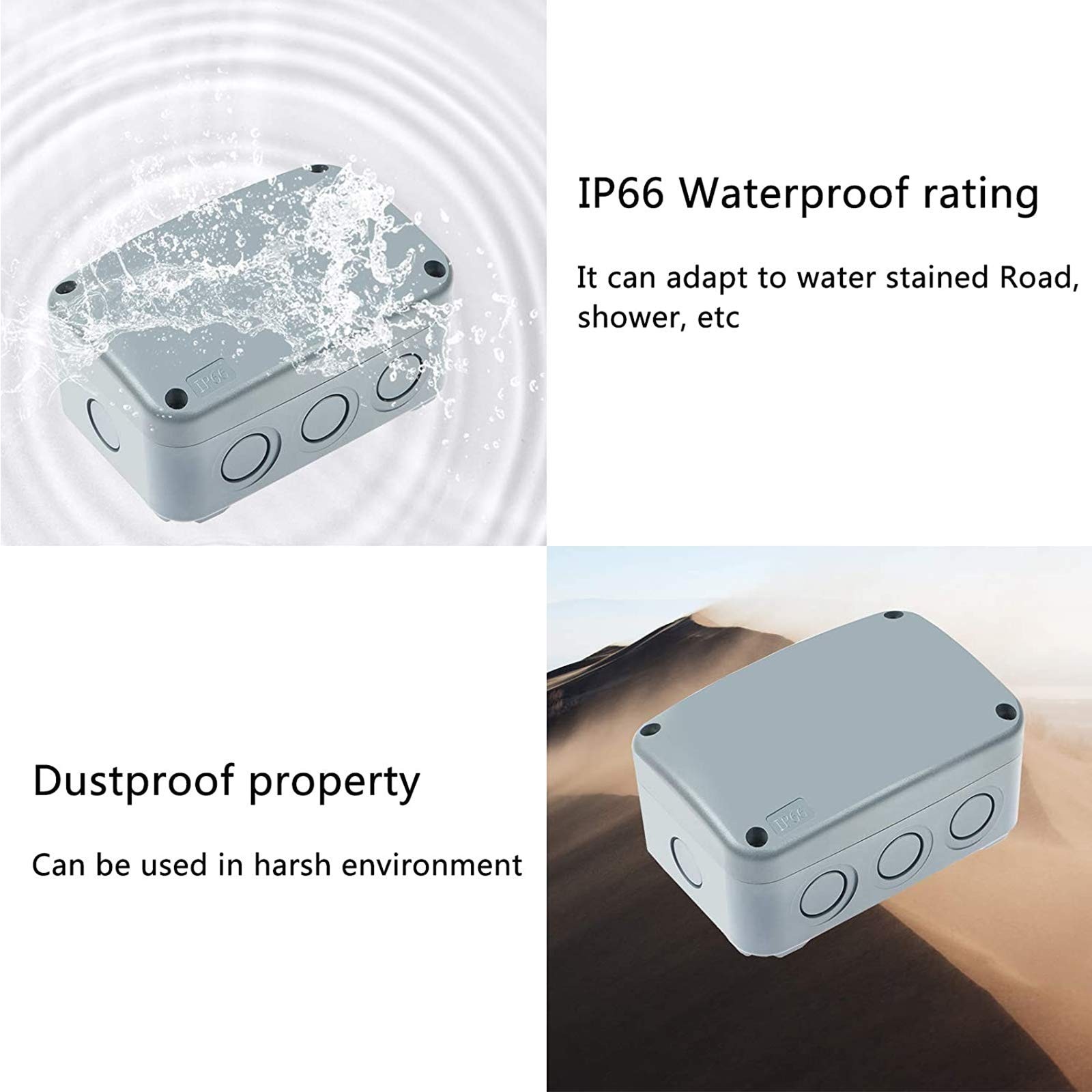 Nineleaf 6PK Outdoor Junction Box ABS Plastic Dustproof IP66 125x86x62mm,