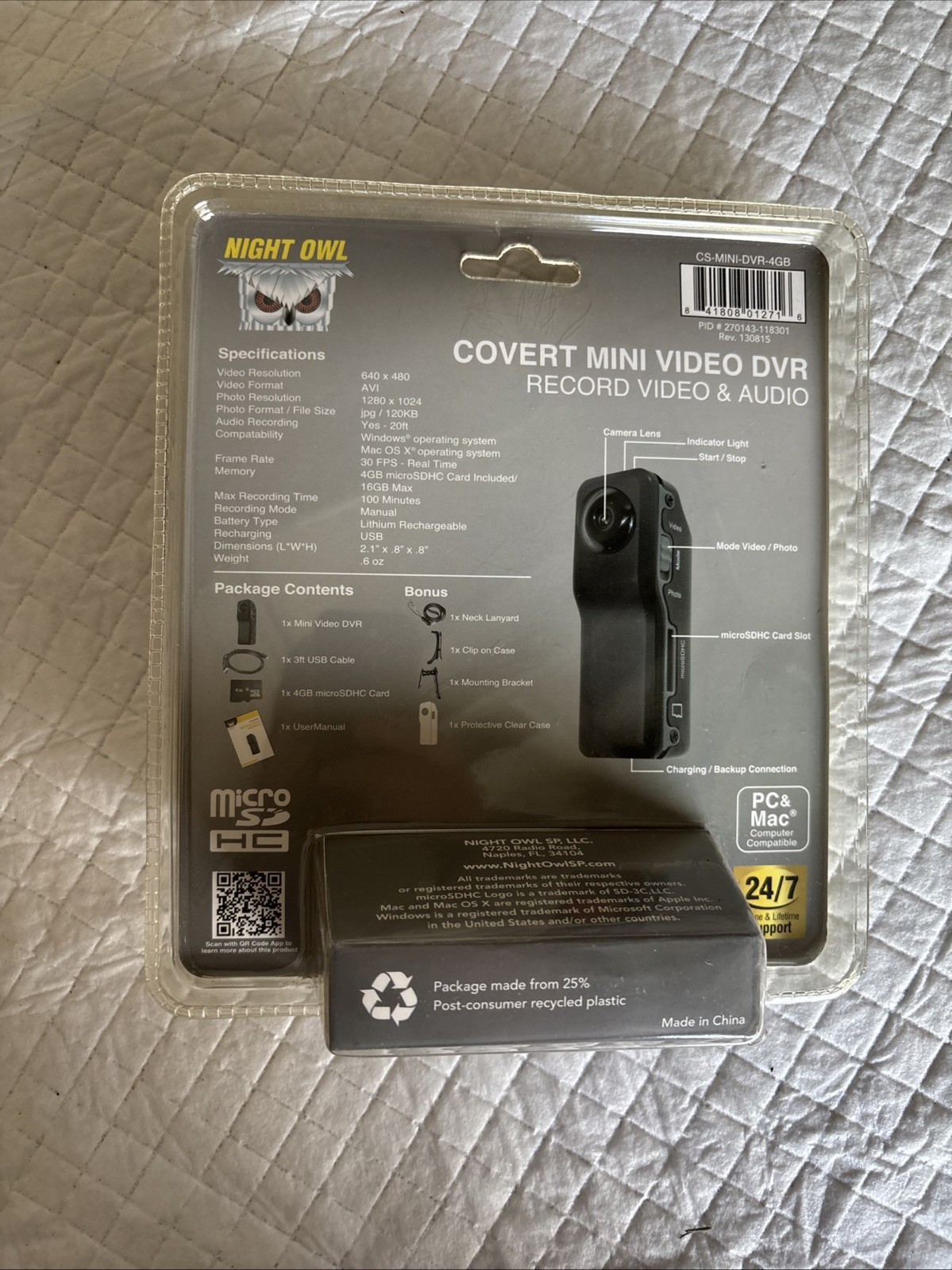 Night Owl CS-Mini-DVR Camcorder with 4GB Micro SD New And Sealed 253