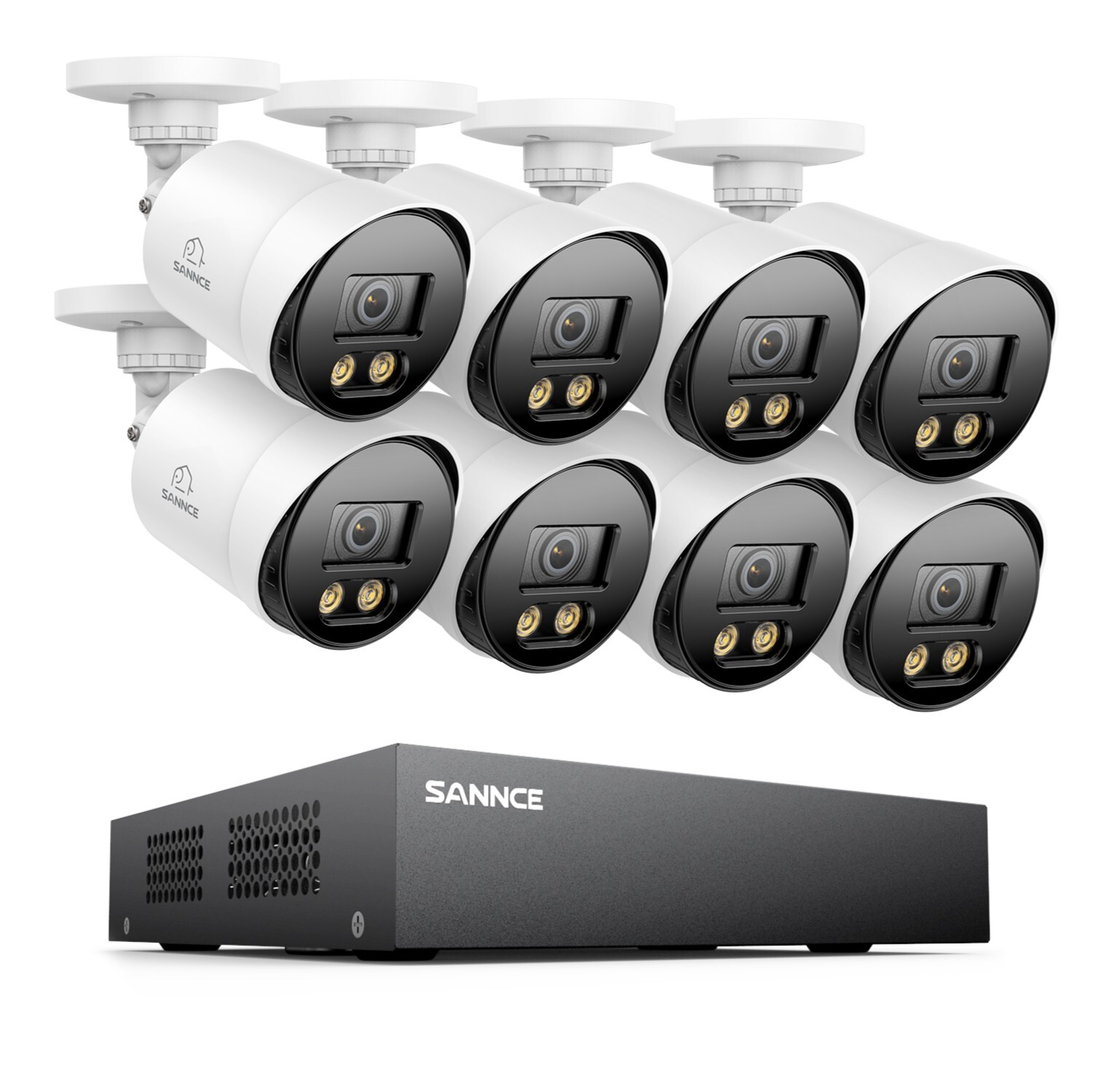 SANNCE 8CH DVR HD 1080P Full Color Outdoor Security Camera System AI Detection