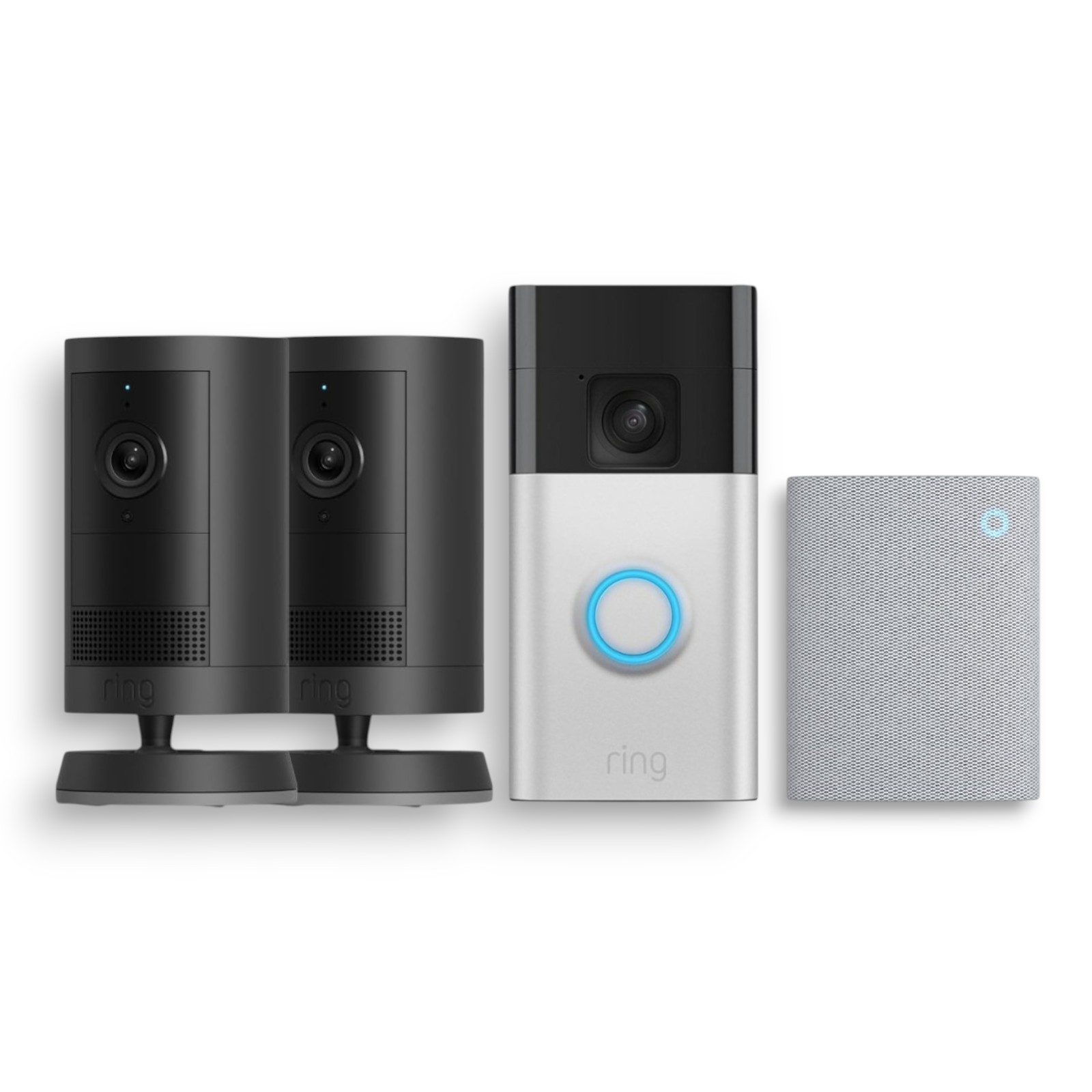 Ring Battery Doorbell Satin Nickel Smart Wi-Fi Video with Outdoor Cam Plus Black