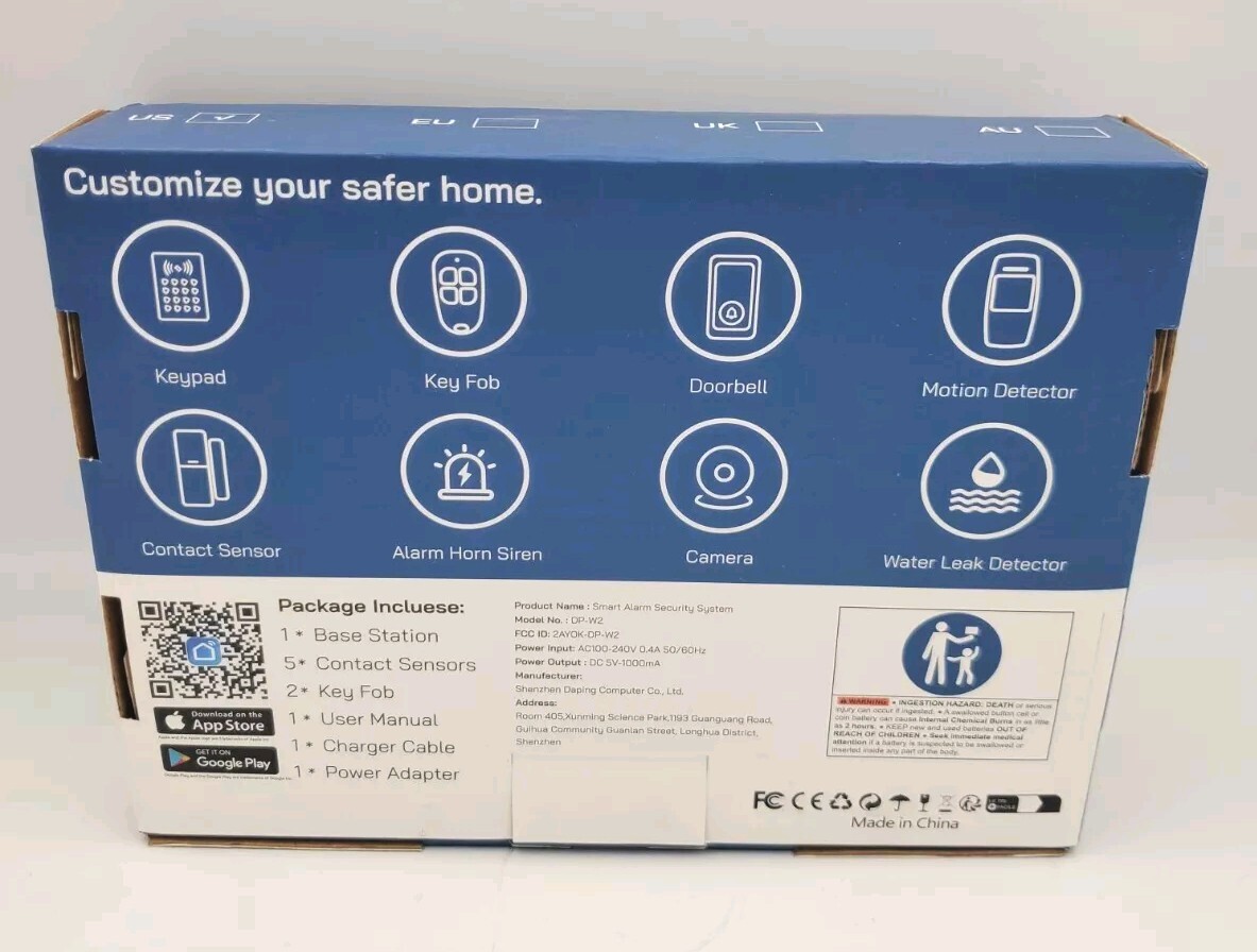 Tolviviov WiFi Door Alarm System Wireless Smart Home Security System 8 Piece Set