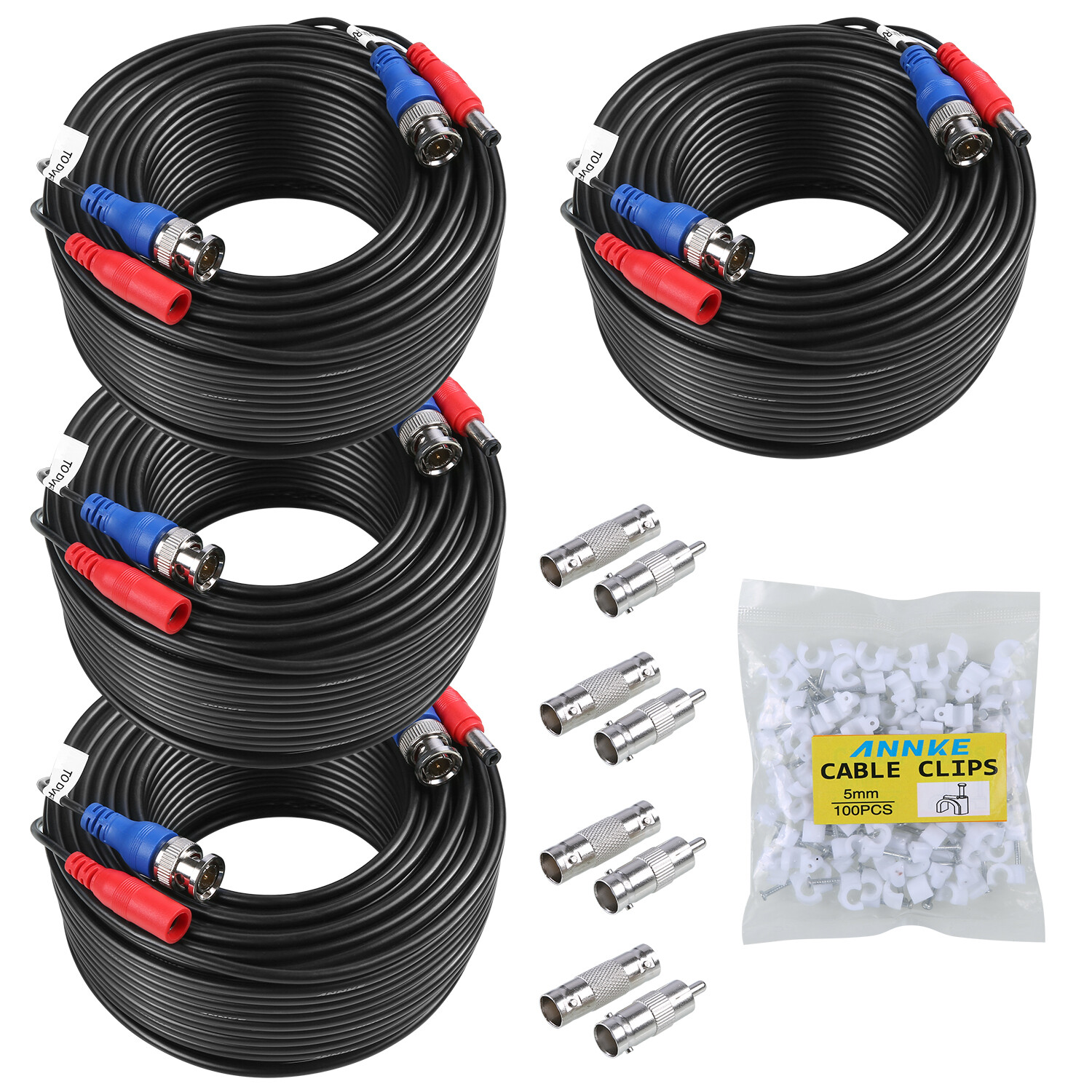 ANNKE 60/100ft CCTV Video BNC Extension Wire Cord Security Camera DC Power Cable