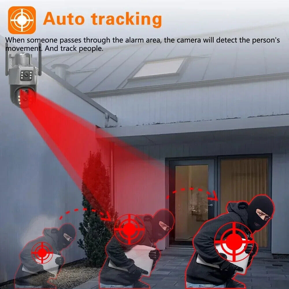 4MP 2 Lens WiFi Solar Camera Wireless Outdoor CCTV PTZ Home Security System Cam