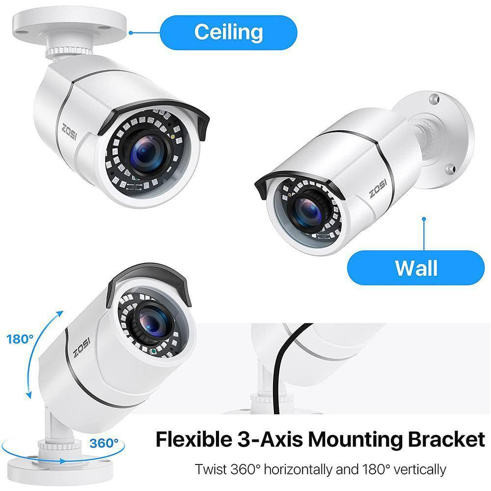 8-Channel 5Mp-Lite 1TB DVR Security Camera System with 4 1080P Wired Cameras, 12