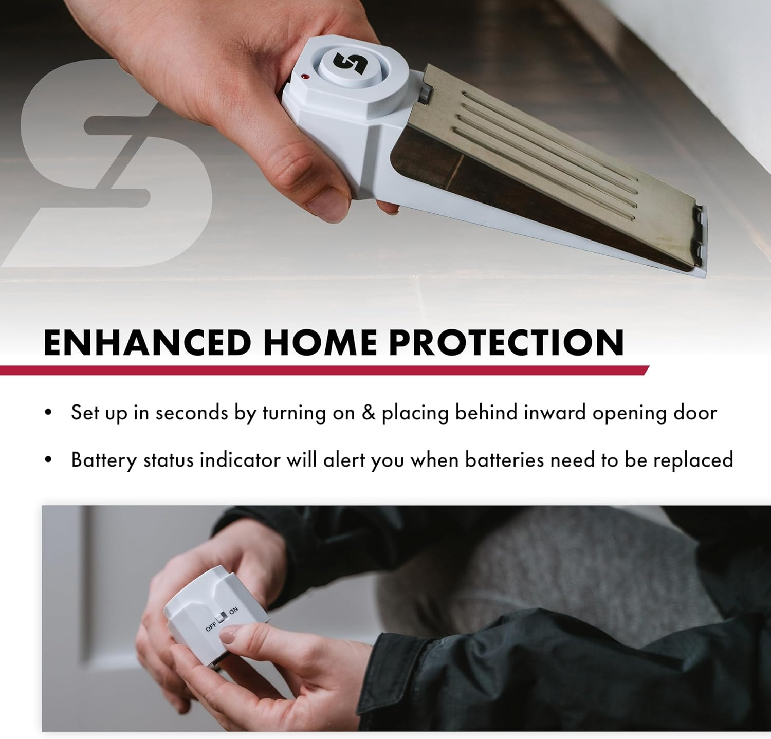 120Db Wedge Door Stop Alarm Wireless Siren Home Travel Security Apartment Dorm