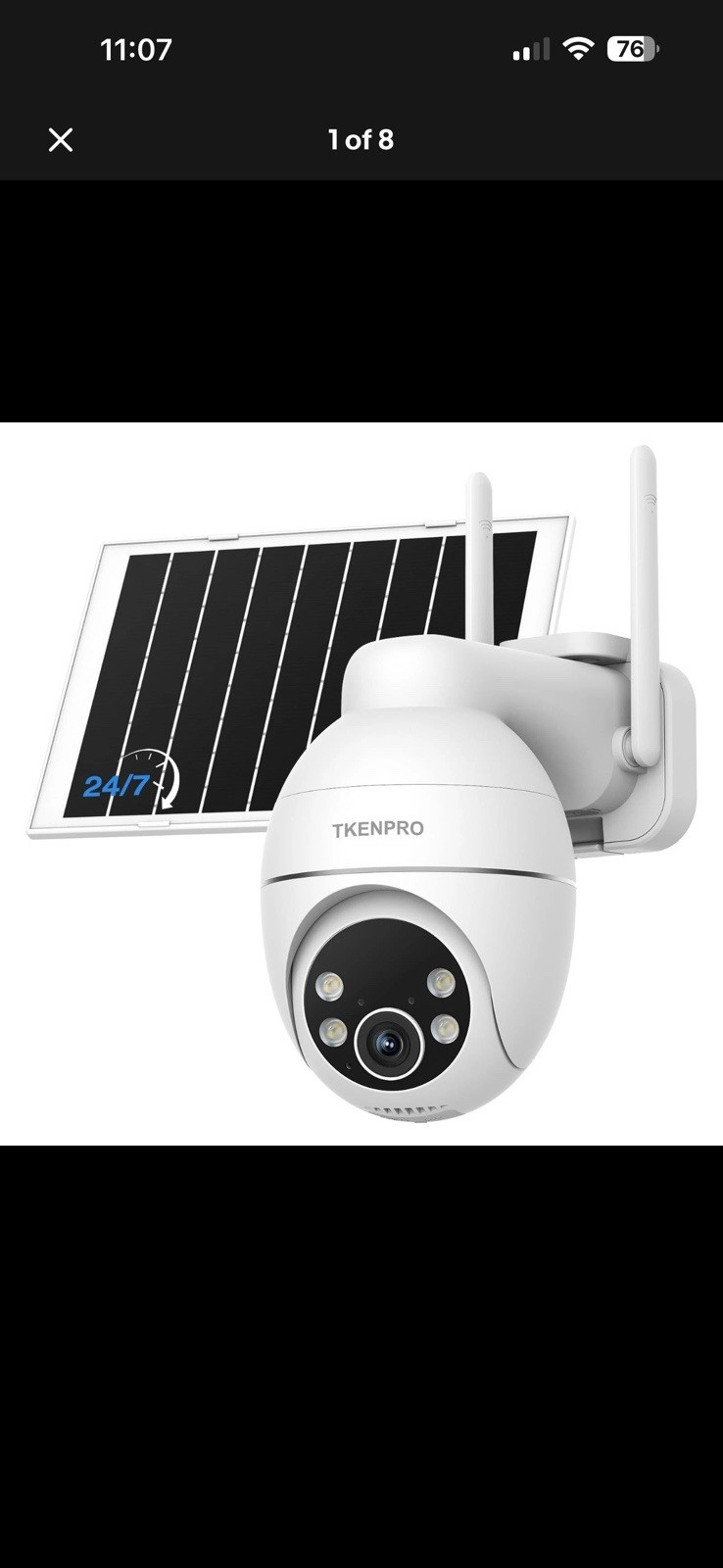 TKENPRO Solar Security Cameras Wireless Outdoor, 2.4GHz WiFi, White