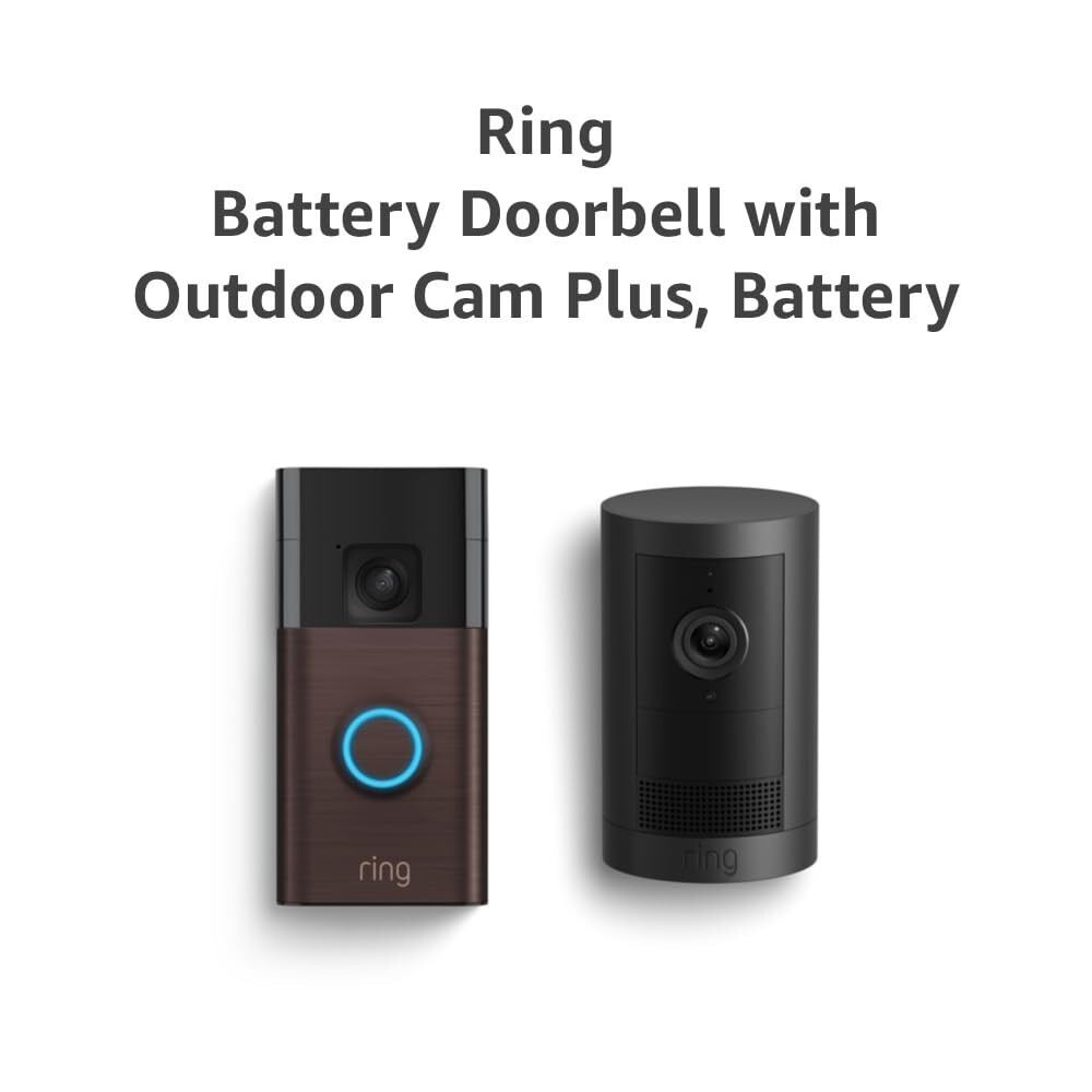 Ring Battery Doorbell Venetian Bronze Smart Wi-Fi with Outdoor Cam Plus Black