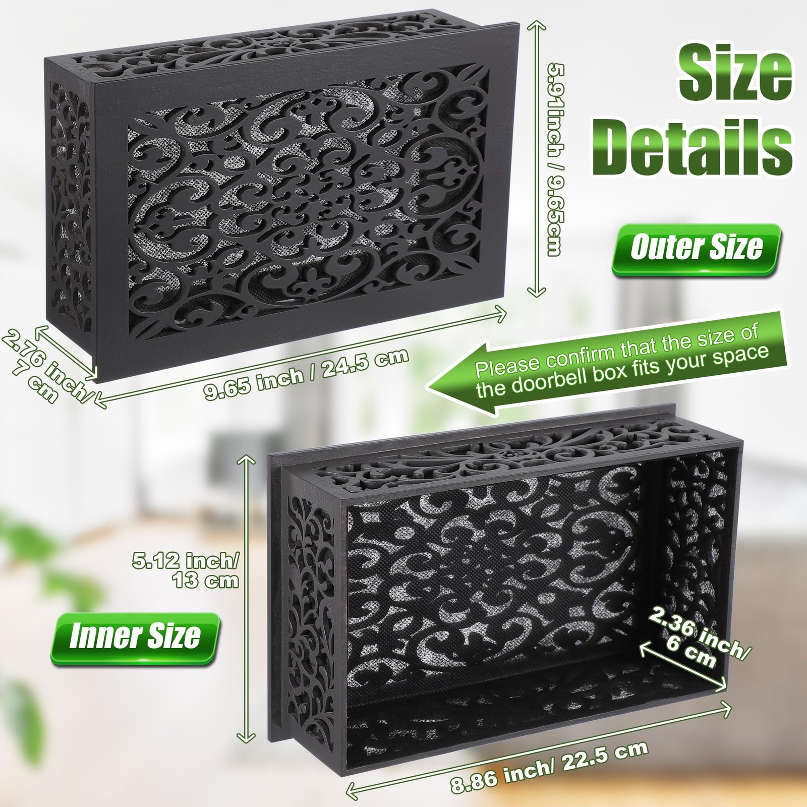 Saillong Doorbell Chime Cover Box Only, Wooden Classic, Dark Gray