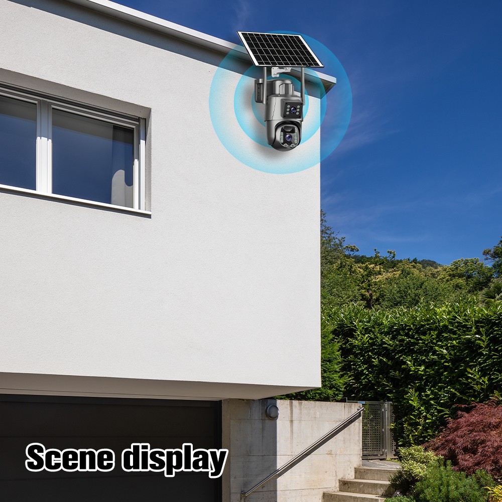 2 Lens 8MP Solar Battery Powered Camera Wireless WiFi Outdoor Pan/Tilt Camera