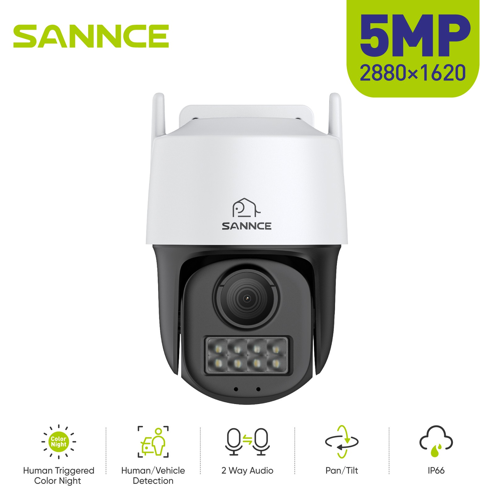 SANNCE 3K PoE PT Security IP Camera Two Way Audio Outdoor AI Color Night Vision