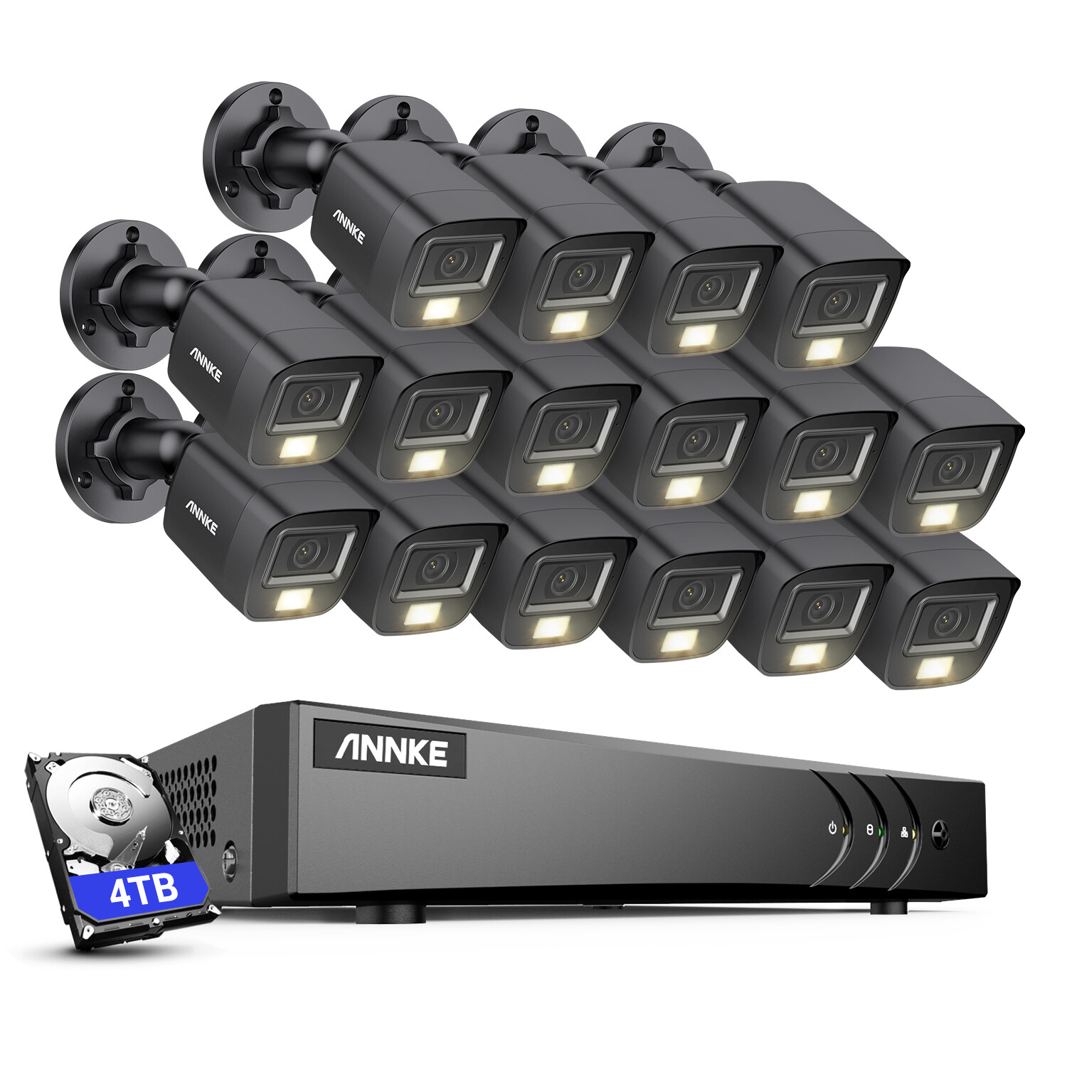 ANNKE 16CH DVR 5MP Audio Security Camera System Color Night Human Detection IP67