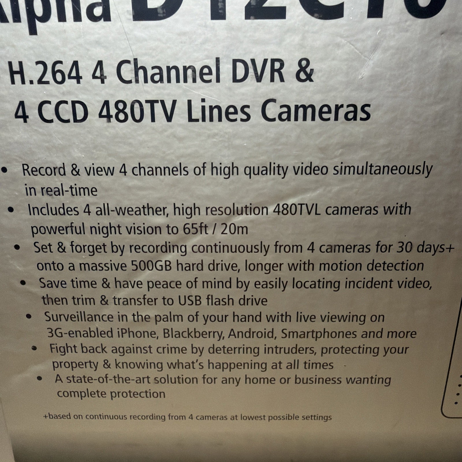 Swann Alpha Series D12 4-Channel Dvr Day Night 4 Cam 500gb HDD Security System