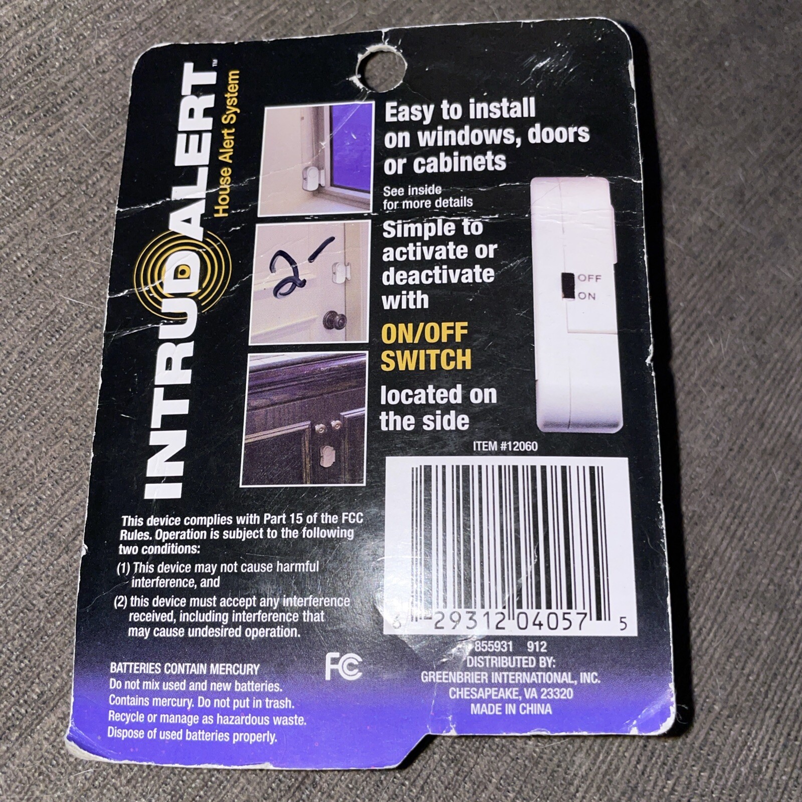 Intrud Alert Home Alert System Model YL-323 Hotel Travel Sensor