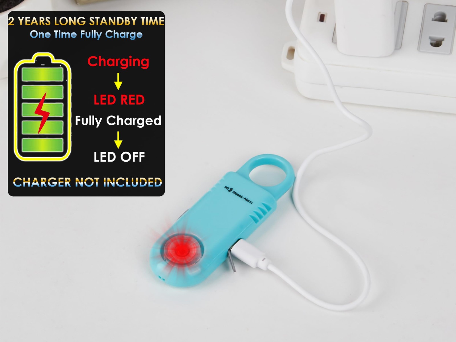 135dB Rechargeable Mutual SOS Paging Personal Alarm Non Slip Grip Keychain Si…