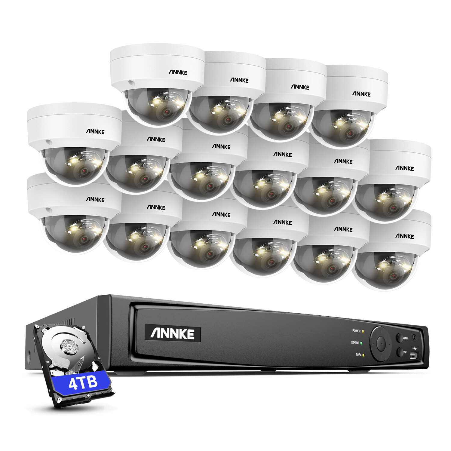 ANNKE 16CH 12MP Audio PoE Security IP Camera System Outdoor Color Night AI Alert