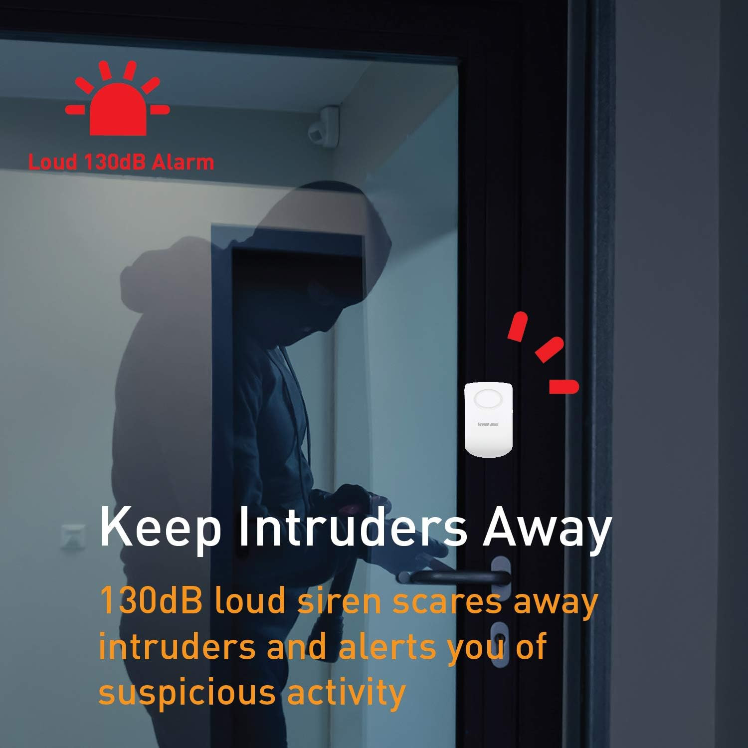 Door Handle Alarm with 130Db Vibration Triggered Portable Door Alarm – Perfect W