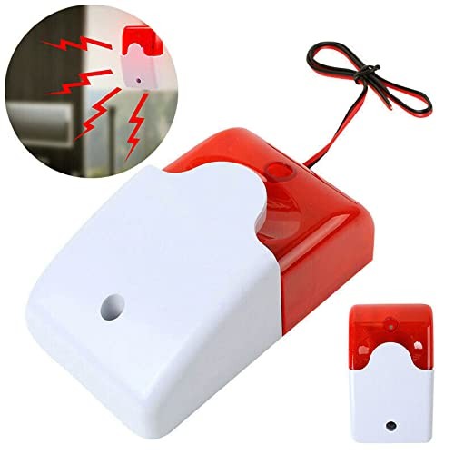 2 Pack 12V Mini Wired Sound Alarm Strobe Light Siren Home Security System