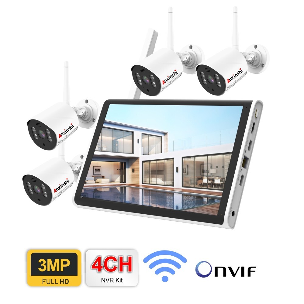 Xmeye HD 3MP 4 Channel AI Human Detection WiFi Camera Kit With 10-inch Monitor