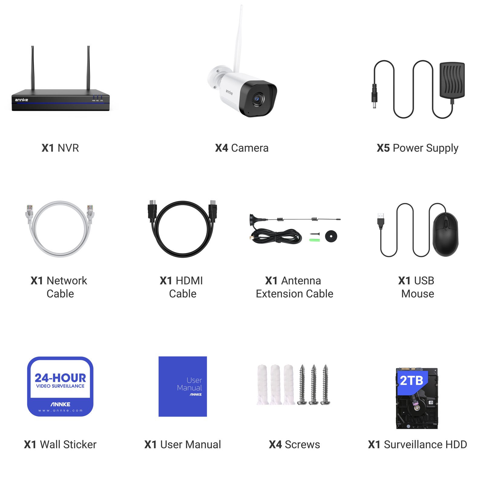 ANNKE 5MP 16CH NVR Wireless Security IP Camera System Two Way Audio Human Detect