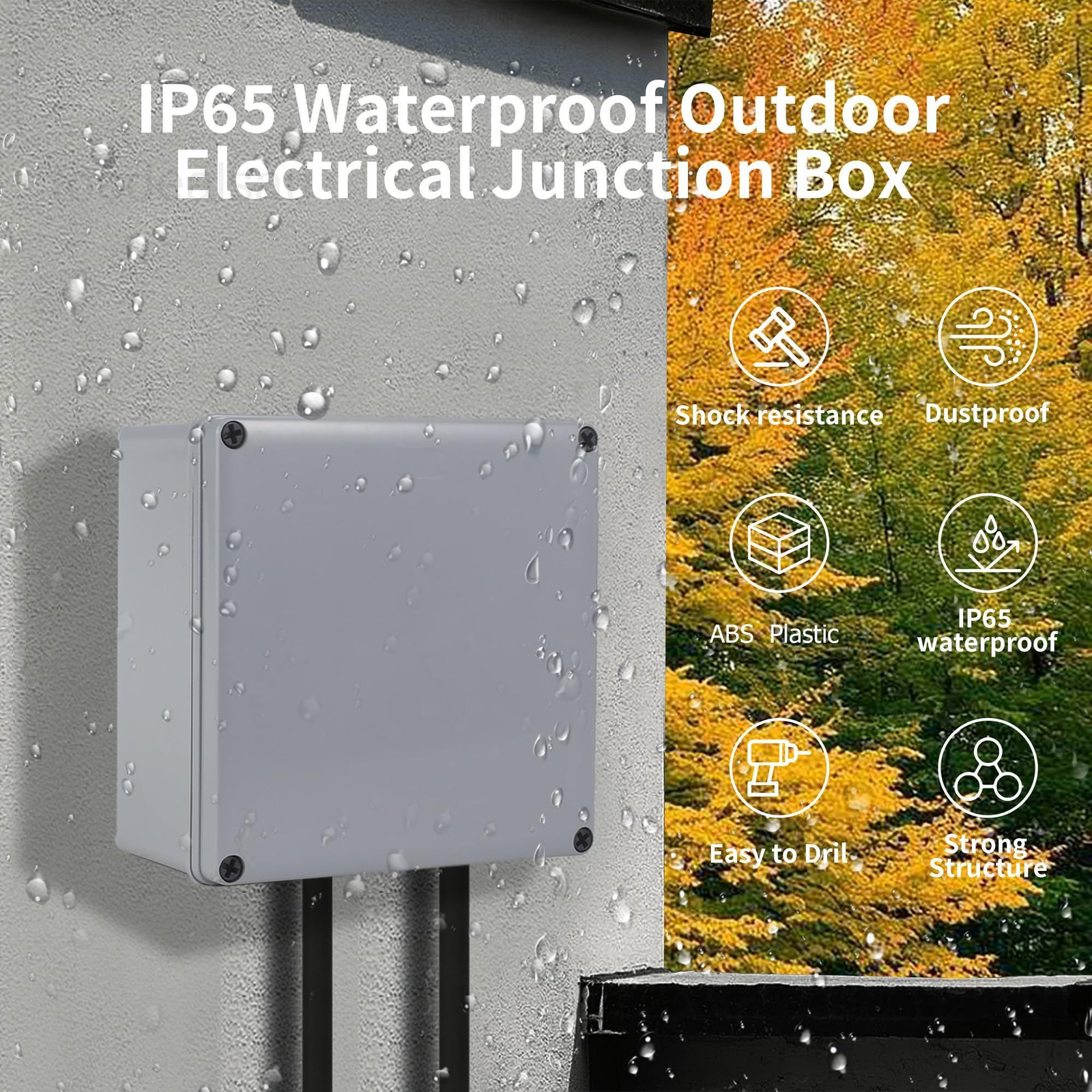 Junction Boxes-8″ x 8″ x 4″ IP65 ABS Plastic Dustproof x x 4″, Grey