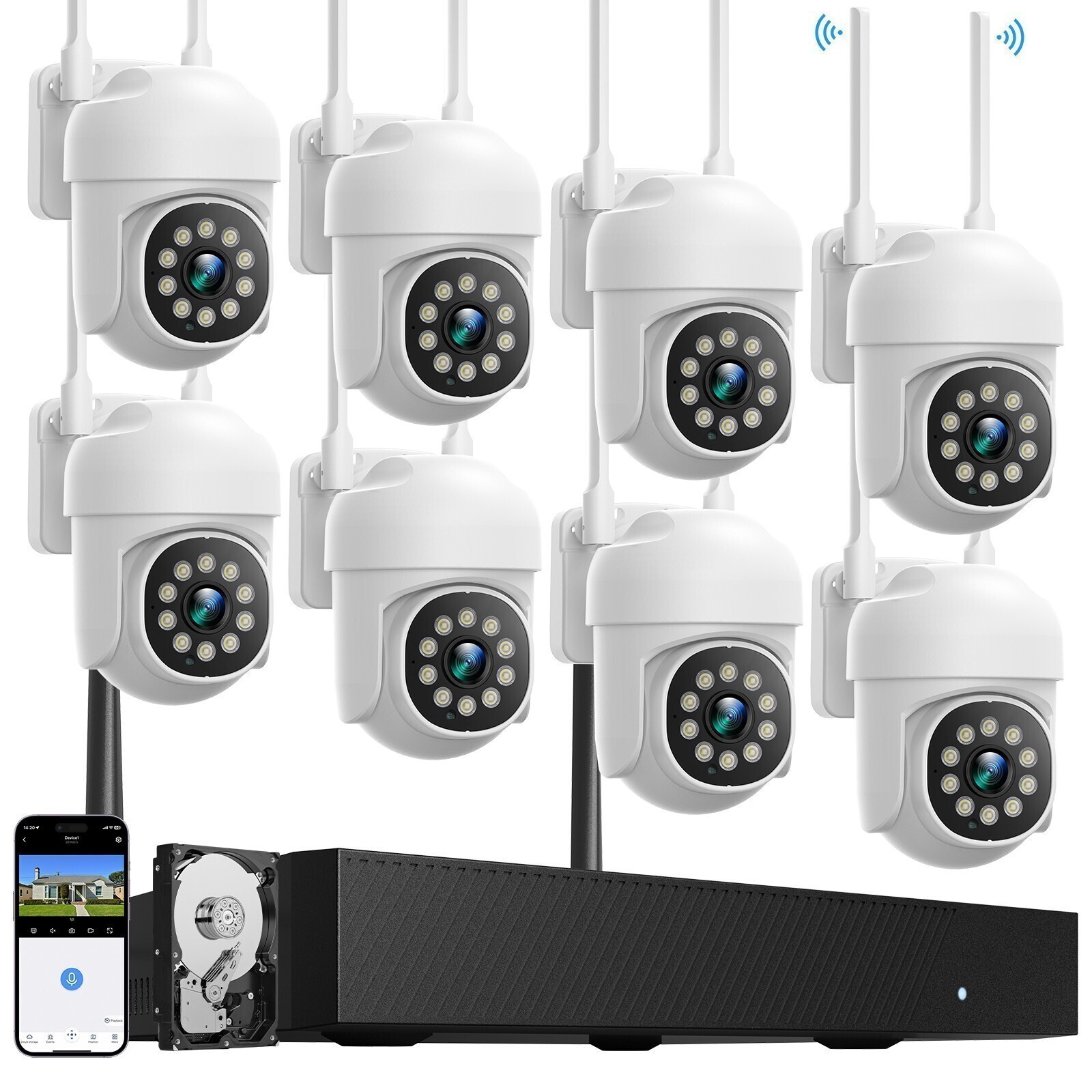 New WiFi Camera Security System PTZ Outdoor Wireless Home 4K 16CH NVR CCTV Audio