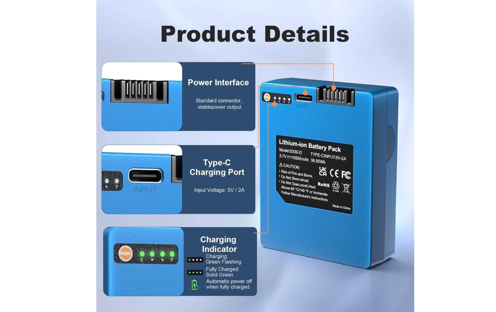 Security Rechargeable Battery for S330 Video Smart Lock 3-in-1 and Smart Drop, 1