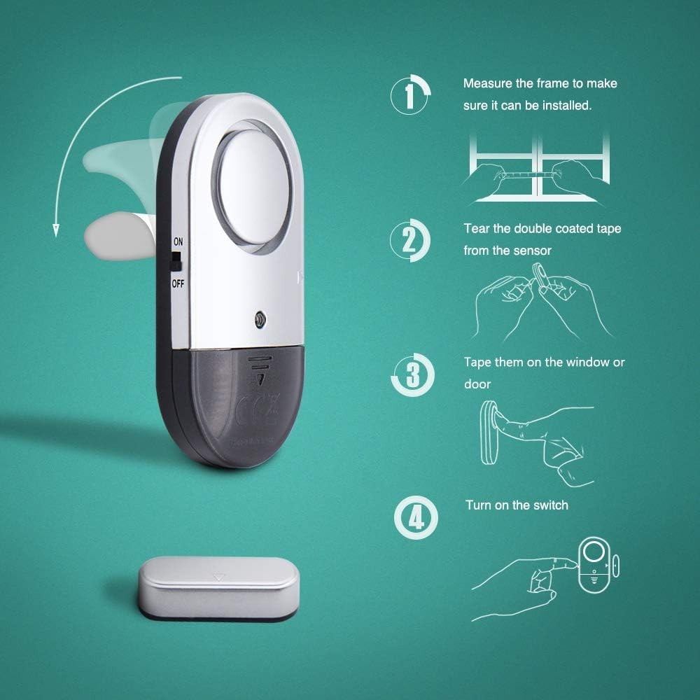 Battery-Powered 120 dB Security Alarms – Perfect for Doors & Windows – 3 Count