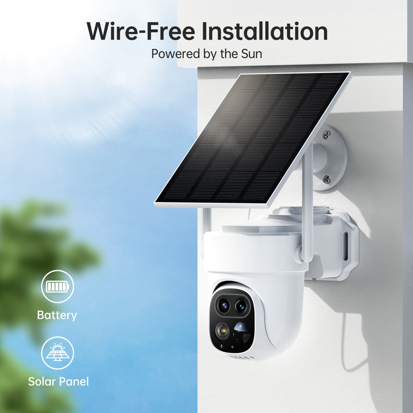 2Pcs Dual-Lens Security Cameras Wireless Outdoor Home Security Camera System APP