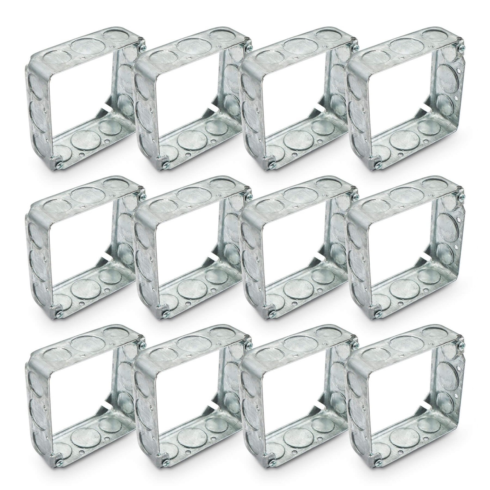 Qlvily 12 Packs Square Extension Ring, 4″ L X W Electrical Box Silver