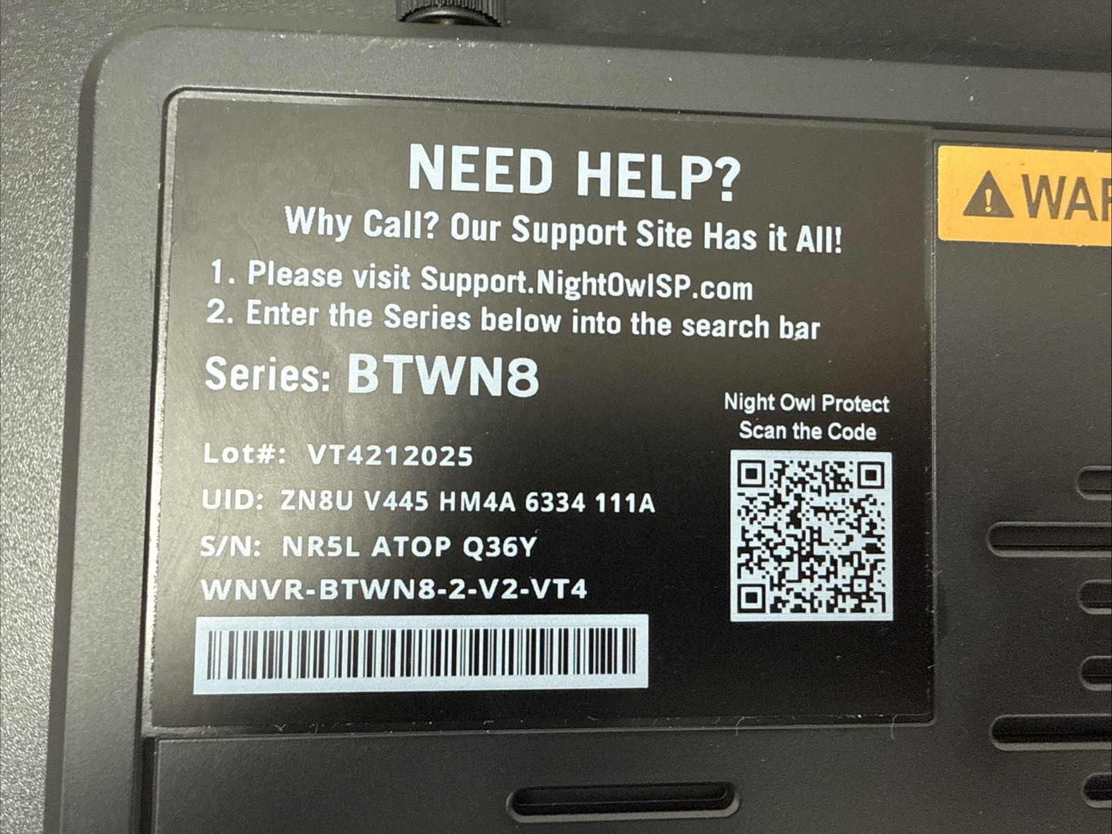 Night Owl WNVR-BTWN8-V2 (ACCOUNT LOCKED)