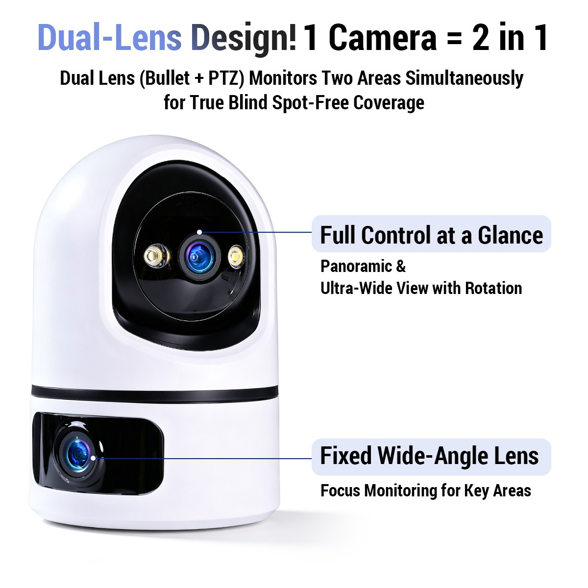 2K Audio Security IP Camera Dual Lens Indoor AI Human Detect Color Night Vision