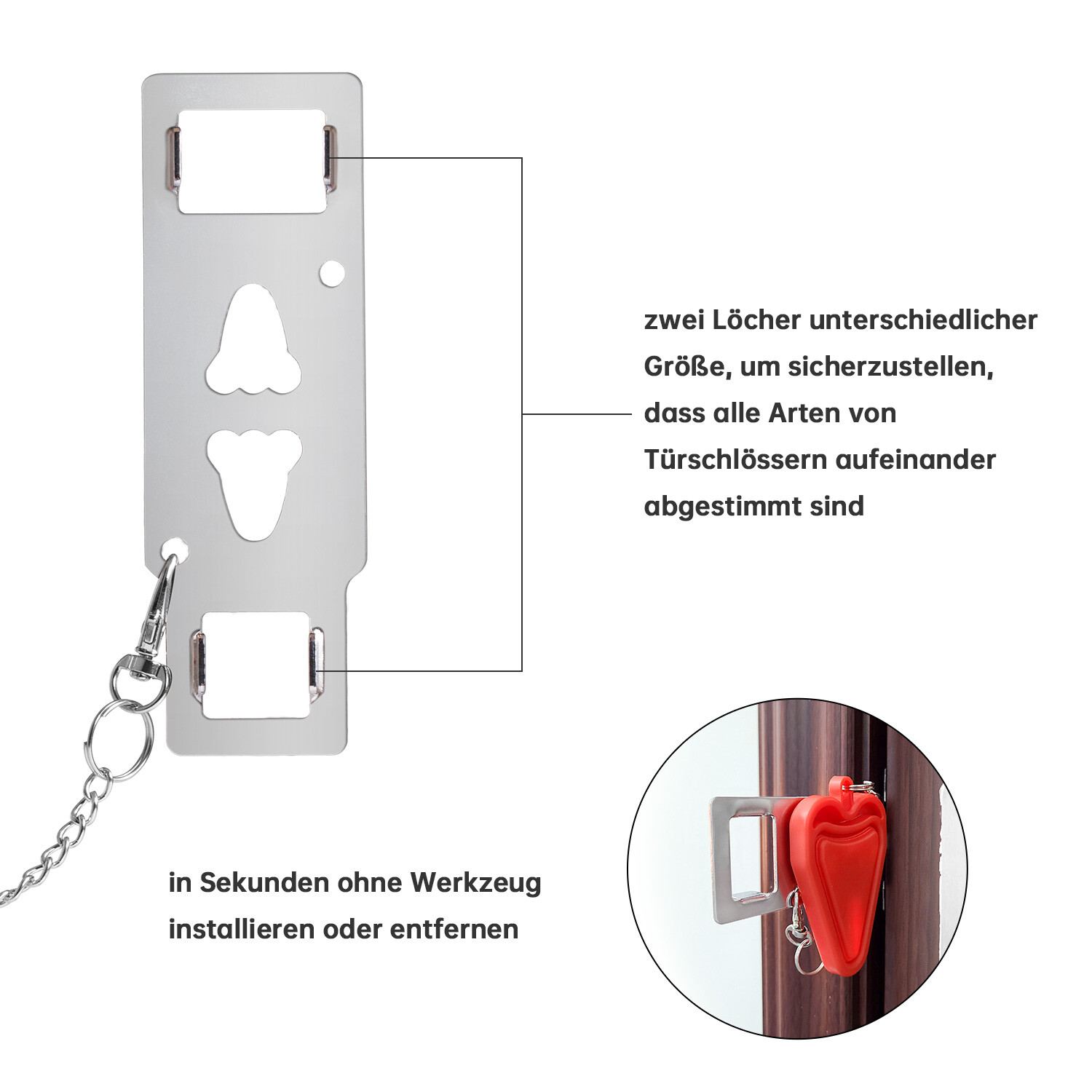 Door Stop Alarm & Portable Security Door Lock Set for Travel Hotel Room Home