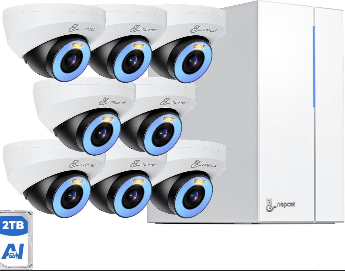 NAPCAT 8 PC Security Camera System 4K 8CH NVR, 2TB HDD – Model N2818D