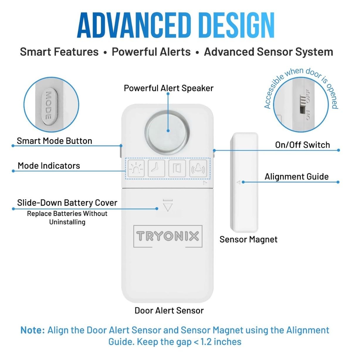 Door Alarms When Opened – 130 dB Loud Door & Window Alarm, 1.2” Wide Gap , In…