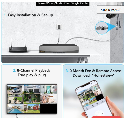 4K PT PoE Outdoor Wired Security Camera System Home Wired Cameras Video Surveill