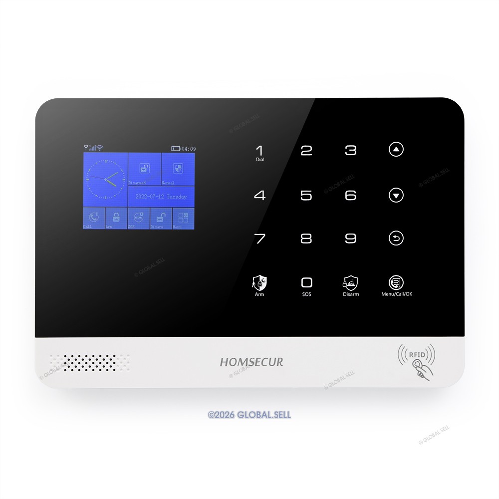 HOMSECUR House Camera Alarm Security System Kit Wireless WIFI 4G GSM LCD Screen