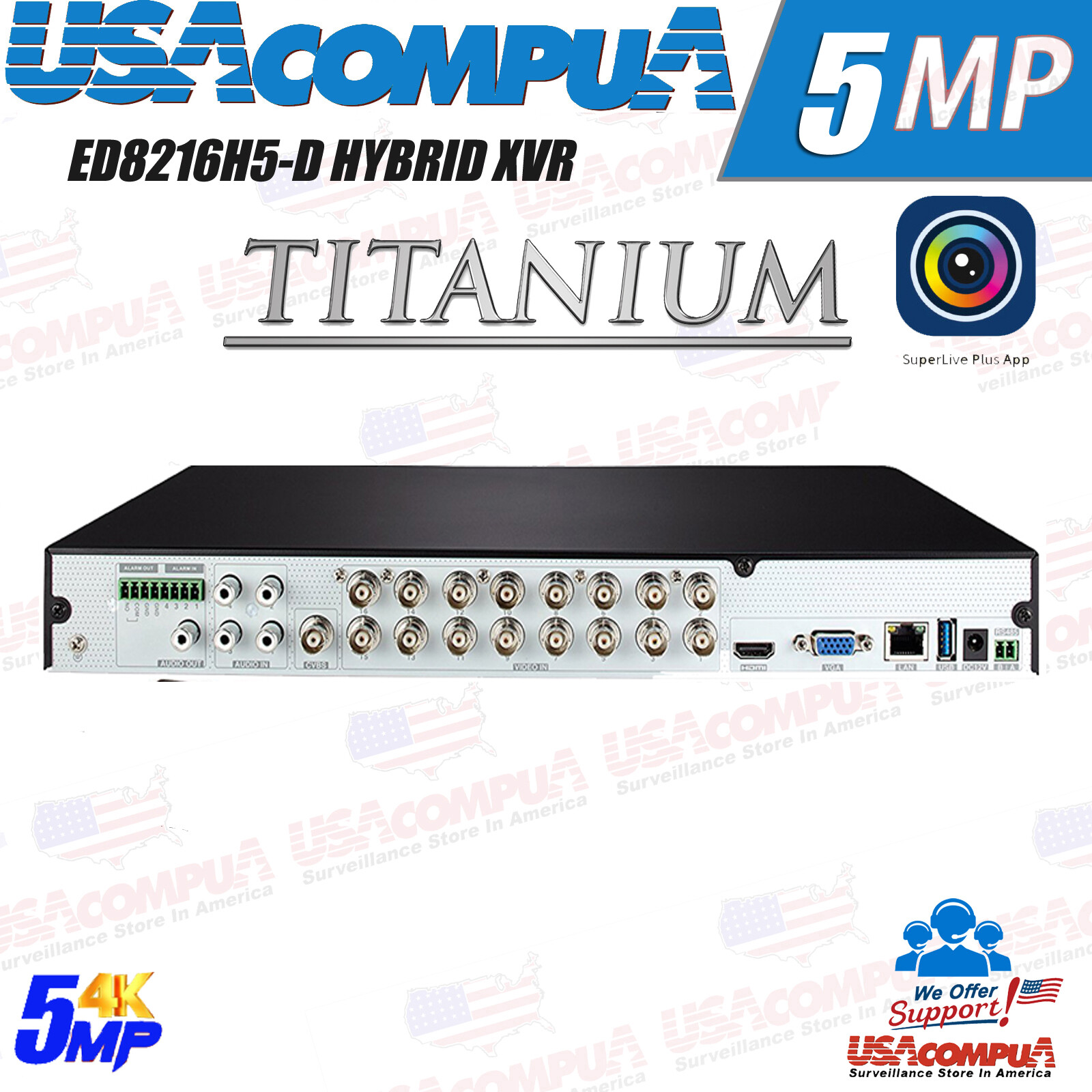 4K 16CH SECURITY CAMERA SYSTEM 5MP DVR KIT H265+ W/ HARD DISK SUPERLIVEPLUS